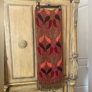 Beautiful Orange,black and green paisley design scarf/shawl